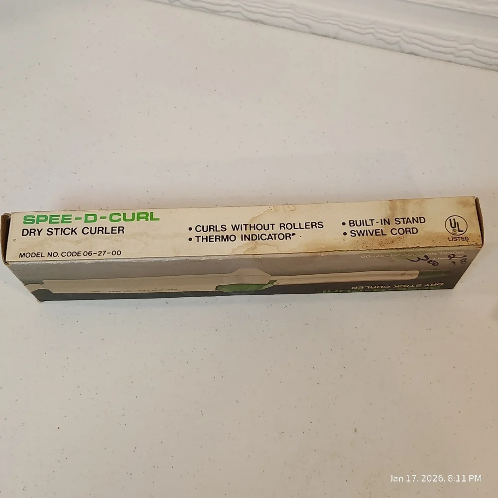 1970's Vtg Spee-d-Curl Dry Stick Curling Iron Barrel NEW Kmart MODEL NO.06-27-00